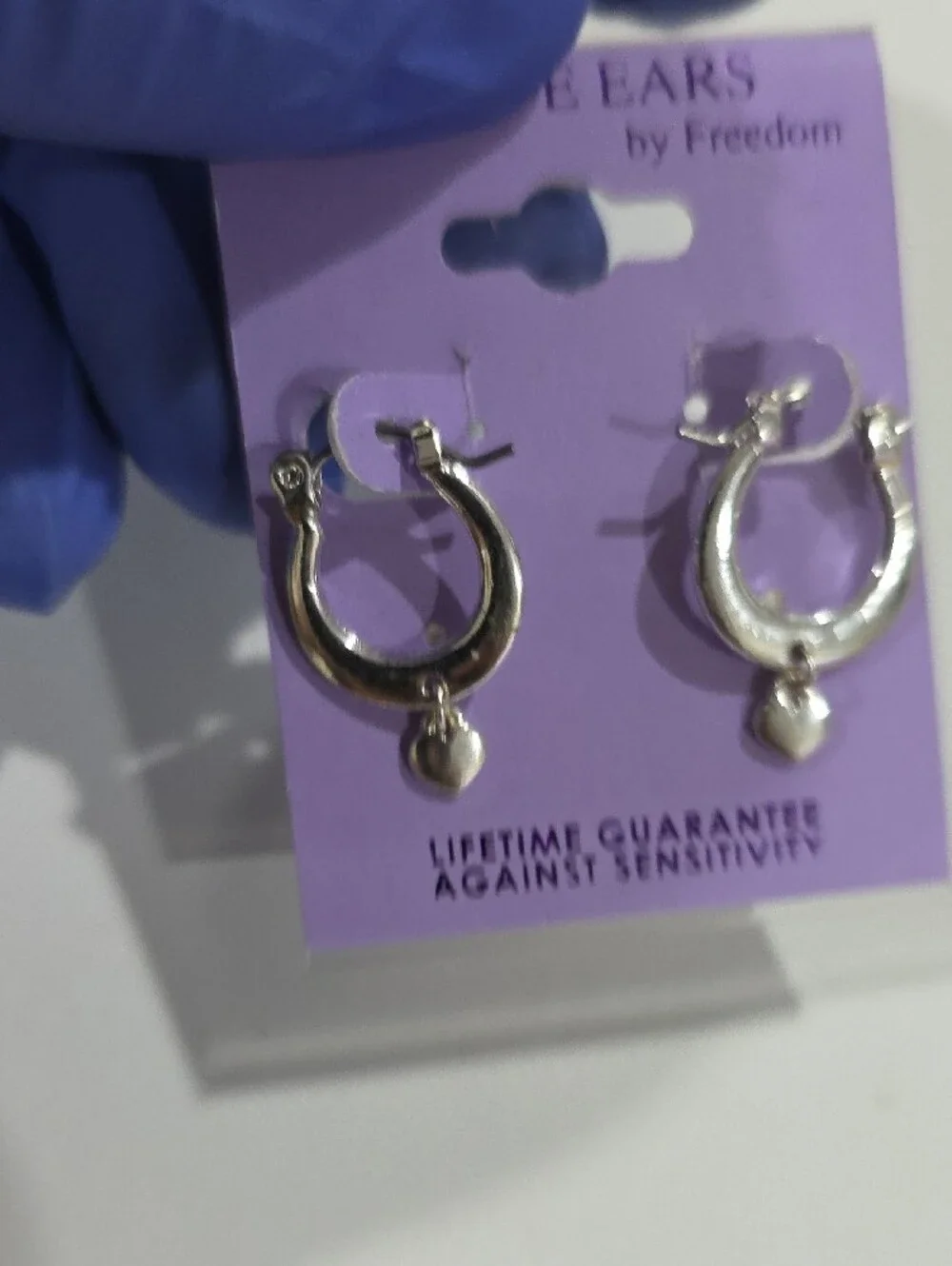 Sensitive Ears Silver Heart Charm Hoop Earrings Hypoallergenic Style - Jewelry